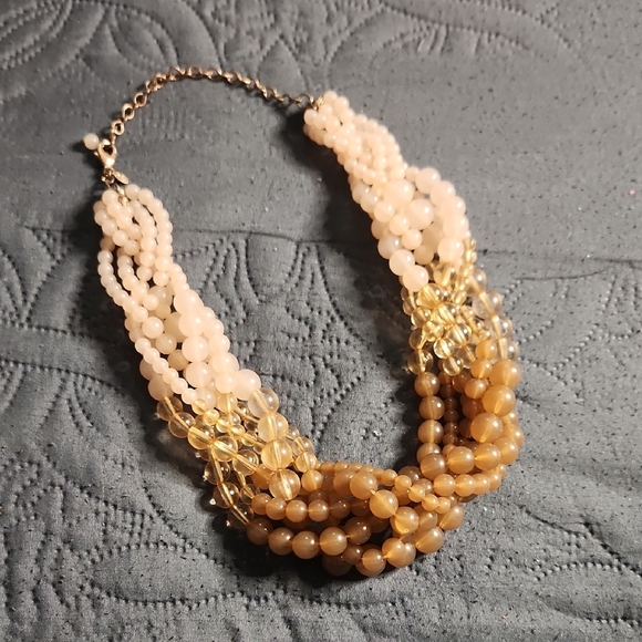 Vintage Multi-Strand Beaded Statement Necklace – Neutral Elegance - Picture 2 of 4